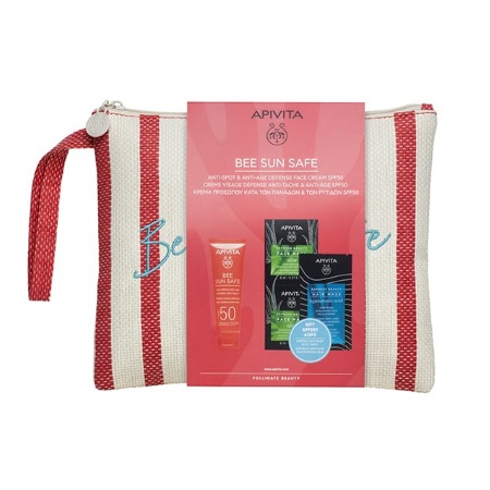 Apivita Bee Sun Safe Πακέτο Anti Spot & Anti Age Defense Face Cream SPF50 50ml + Δώρο Express Beauty Face Mask Aloe 2x8ml + Express Beauty Hair Mask Hyaluronic Acid 20ml + Νεσεσέρ
