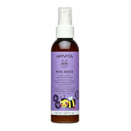 Apivita Mini Bees Gentle Kids Detangling Spray Παιδικό Σπρέι Για Εύκολο Ξεμπέρδεμα Μαλλιών Με Μύρτιλλο & Μέλι 150ml