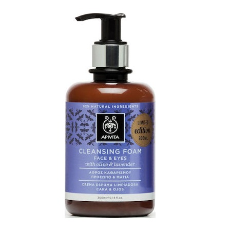 Apivita Cleansing Foam Αφρός Καθαρισμού Με Λεβάντα & Ελιά Για Πρόσωπο & Μάτια 300ml