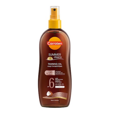 Carroten Summer Dreams Intensive Tanning Oil Λάδι Για Έντονο Μαύρισμα Με Άρωμα Καρύδας Σε Σπρέι SPF6 200ml