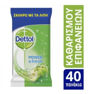 Dettol Αντιβακτηριδιακά Πανάκια Καθαρισμού Πολλαπλών Χρήσεων με Άρωμα Πράσινο Μήλο 40 τεμάχια