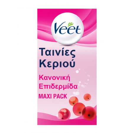 Veet Ταινίες Αποτρίχωσης Ποδιών Κρύο Κερί για Κανονικές Επιδερμίδες 40 τεμάχια