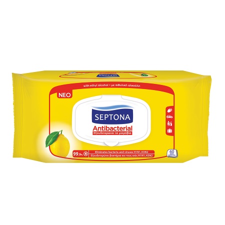 Septona Μαντηλάκια Refresh Λεμόνι 60 τεμάχια