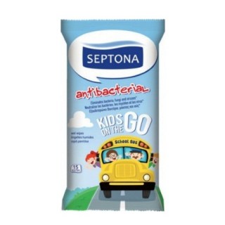 Septona Antibacterial Kids On The Go Αντιβακτηριδιακά Μαντηλάκια 15 τεμάχια