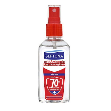 Septona Mild Antiseptic Lotion Αντισηπτικό Καθαριστικό Χεριών με Αλόη & Αιθυλική Αλκοόλη 70% 80ml