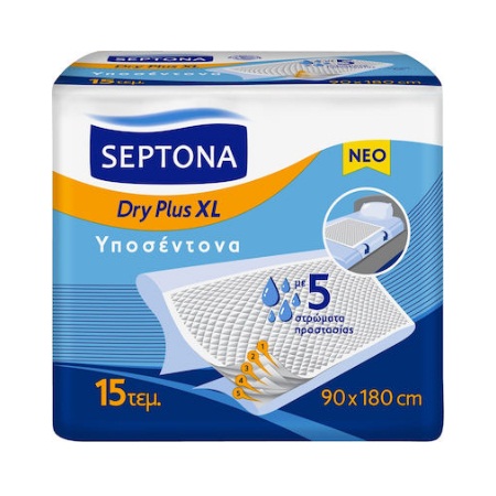 Septona Dry Plus XL Υποσέντονα με 5 Στρώματα Προστασίας 90x180cm 15 Τεμάχια