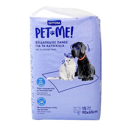 Septona Pet Me Underpad Επιδαπέδιες Πάνες Για Τα Κατοικίδια 90x60 15 Τεμάχια