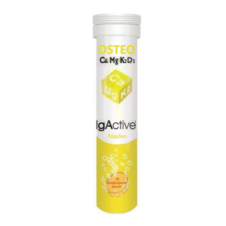 Novapharm Igactive Osteo Ca/Mg/K2/D3 Συμπλήρωμα Διατροφής για την Καλή Υγεία των Οστών με Γεύση Λεμόνι 20 Αναβράζοντα Δισκία