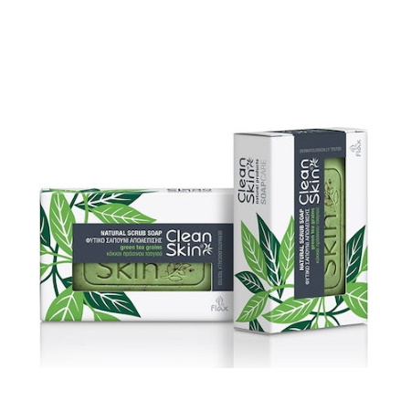 Clean Skin Natural Antiseptic Scrub Soap With Green Tea Grains Φυσικό Απολεπιστικό Σαπούνι Προσώπου & Σώματος 100gr
