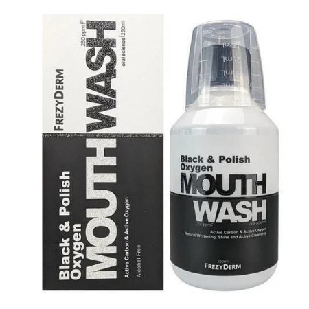 Frezyderm Black & Polish Oxygen Mouthwash Στοματικό Διάλυμα για Λεύκανση κατά της Πλάκας και της Περιοδοντίτιδας 250ml