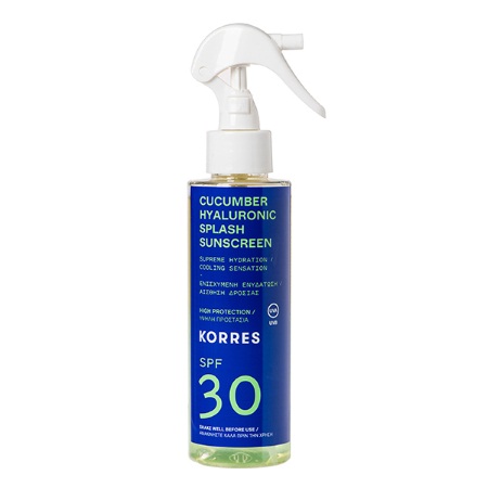 Korres Cucumber Hyaluronic Splash Sunscreen SPF30 Αντιηλιακό με Αγγούρι & Υαλουρονικό για Πρόσωπο & Σώμα 150ml