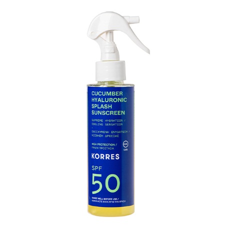 Korres Cucumber Hyaluronic Splash Sunscreen SPF50 Αντιηλιακό με Αγγούρι & Υαλουρονικό για Πρόσωπο & Σώμα 150ml