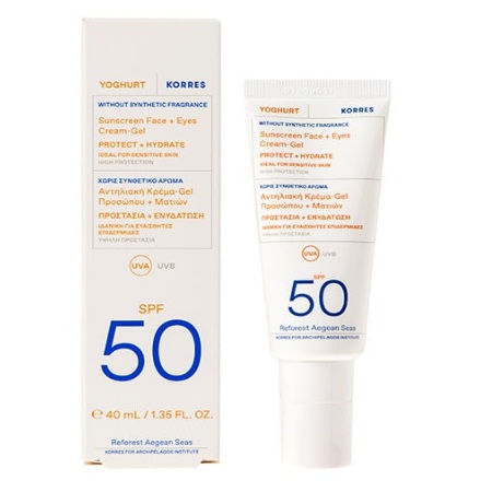 Korres Yoghurt Sunscreen Face & Eyes Cream-Gel Αντηλιακή Κρέμα Προσώπου & Ματιών Χωρίς Συνθετικό Άρωμα SPF50 40ml