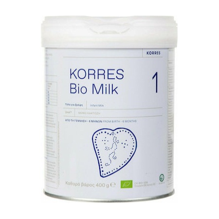 Korres Bio Milk 1 Βιολογικό Αγελαδινό Γάλα 1ης Βρεφικής Ηλικίας σε Μορφή Σκόνης για Βρέφη Έως 6 Μηνών 400gr