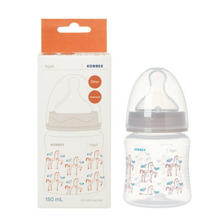 Korres Baby Feeding Bottle Agali Πλαστικό Μπιμπερό Με Θηλή Σιλικόνης Χαμηλής Ροής για μωρά από 0+ μηνών 150ml