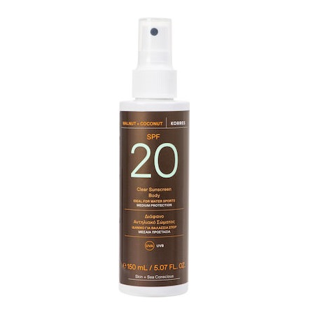 Korres Walnut & Coconut Suntan Oil Face & Body Λάδι Μαυρίσματος Προσώπου & Σώματος Αμύγδαλο Και Καρύδα SPF20 150ml