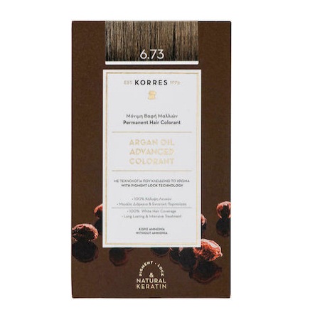 Korres Argan Oil Advanced Colorant Βαφή Μαλλιών 6.73 Χρυσό Κακάο 50ml