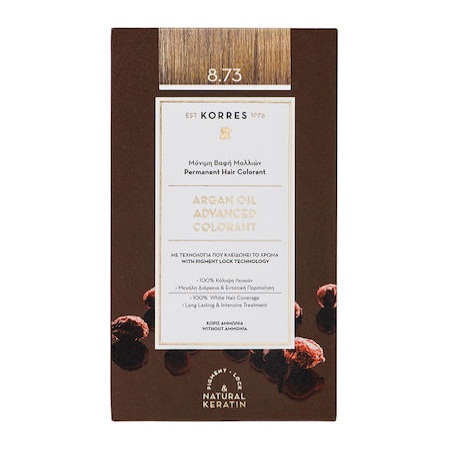 Korres Argan Oil Advanced Colorant Βαφή Μαλλιών 8.73 Χρυσή Καραμέλα 50ml
