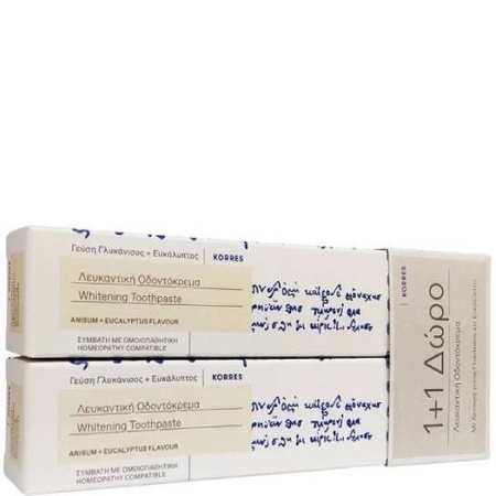 1+1  Korres Whitening Toothpaste Anisum & Eucalyptus-Λευκαντική Οδοντόκρεμα με Γλυκάνισο & Ευκάλυπτο 2x75ml