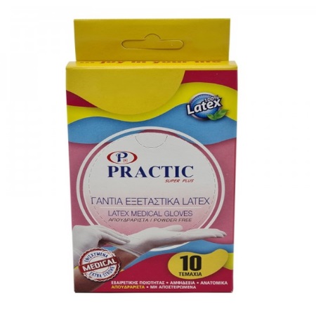 Practic Εξεταστικά Γάντια Latex Μέγεθος Small Χωρίς Πούδρα 10 Τεμάχια