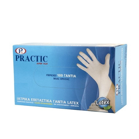Practic Εξεταστικά Γάντια Μιας Χρήσης Latex Ελαφρώς Πουδραρισμένα Μέγεθος Large 100 τεμάχια
