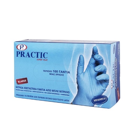 Practic Εξεταστικά Γάντια Μιας Χρήσης Nitrile Μπλε Χωρίς Πούδρα Μέγεθος Extra Large 100 τεμάχια