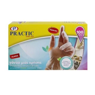 Practic Γάντια Βινυλίου Μιας Χρήσης Διαφανή Extra Large 100 τεμάχια