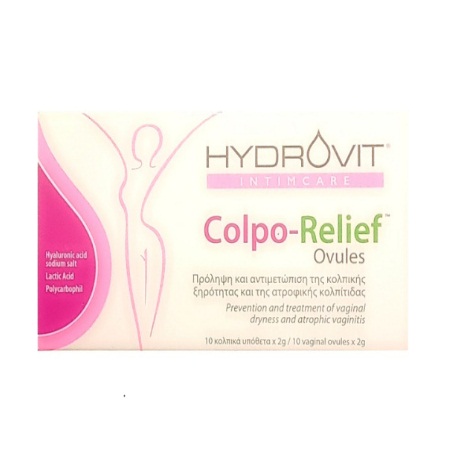 Hydrovit Intimcare Colpo-Relief Ovules Κολπικά Υπόθετα για την Πρόληψη και την Θεραπεία της Κολπικής Ξηρότητας 10 Τεμάχια των 2gr