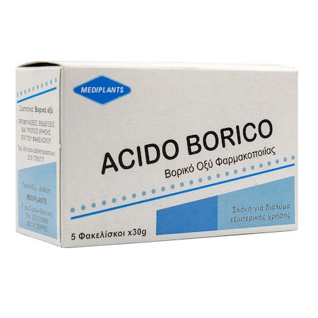 Mediplants Acido Borico Βορικό Οξύ Φαρμακοποιίας 5 Φακελάκια x30gr