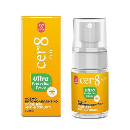 Vican Cer’8 Ultra Protection Άοσμη Εντομοαπωθητική Λοσιόν σε Spray Κατάλληλη για Παιδιά 30ml