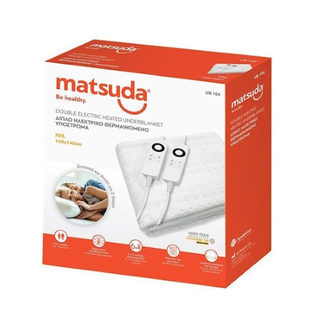 Matsuda UB 104 Διπλό Ηλεκτρικό Υπόστρωμα Πλενόμενο Λευκό 200W 140x160εκ.