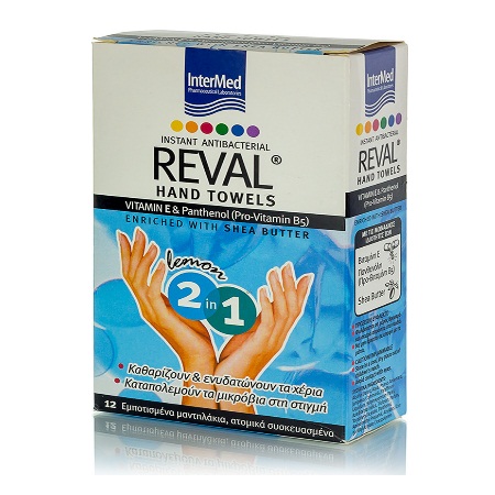Intermed Reval Hand Towels Αντιβακτηριδιακά Μαντηλάκια 12 Τεμάχια