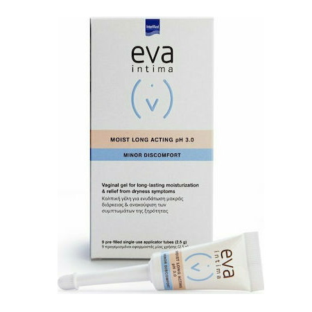 Intermed Eva Moist Long Acting pH 3.0 Κολπική Γέλη Kατά Tης Ξηρότητας με Υαλουρονικό Οξύ 2.5gr x 9 Προγεμισμένα Σωληνάρια