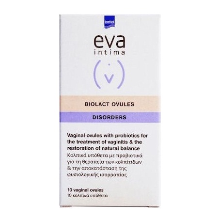 Intermed Eva Intima Biolact Ovules Disorders Αποκατάσταση & Διατήρηση Κολπικής Χλωρίδας 10 Κολπικά Υπόθετα