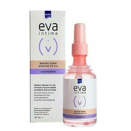 Intermed Eva Intima Baking Soda Douche pH9.0 Disorders Κολπική Πλύση Για Απομάκρυνση Των Συσσωρευμένων Εκκρίσεων 147ml