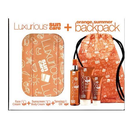 Intermed Πακέτο Luxurious Αντηλιακή Κρέμα Προσώπου SPF50 75ml + Αντηλιακή Κρέμα Σώματος SPF30 200ml + Λάδι Μαυρίσματος SPF6 200ml + Δώρο Σακίδιο Πλάτης