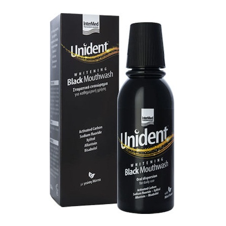 Intermed Unident Whitening Black Mouthwash Στοματικό Διάλυμα για Λεύκανση 250ml