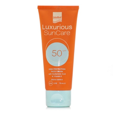 Intermed Luxurious Sun Care Face Cream Αντηλιακή Κρέμα Προσώπου με Υαλουρονικό Οξύ SPF50 75ml