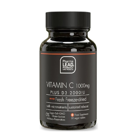 Pharmalead Black Range Vitamin C 1000mg Plus D3 2000IU Συμπλήρωμα Διατροφής με βιταμίνη C και D3 30 Φυτικές Κάψουλες