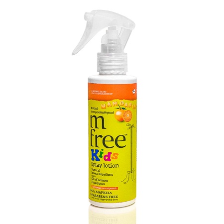 M Free Kids Spray Lotion Mandarin Παιδικό Φυτικό Εντομοαπωθητικό Με Άρωμα Μανταρίνι 125ml