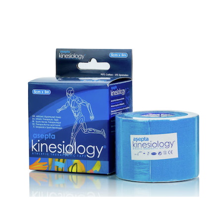 Asepta Kinesiology Athletic Therapistic Tape Αυτοκόλλητη Ελαστική Ταινία 5cm x 5m Χρώμα Γαλάζιο 1 τεμάχιο