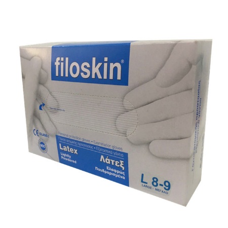 Filoskin Latex Εξεταστικά Γάντια Ελαφρώς Πουδραρισμένα Μέγεθος Large Λευκό Χρώμα 100 Τεμάχια