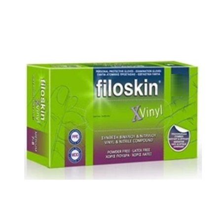Filoskin XVinyl Γάντια Βινιτρυλίου Χωρίς Πούδρα σε Μπλε Χρώμα Μέγεθος Large 100 τεμάχια