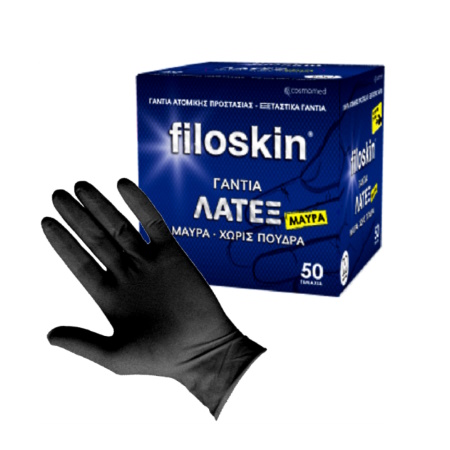 Filoskin Gloves Εξεταστικά Γάντια Μέγεθος Large Χωρίς Πούδρα Χρώμα Μαύρο 50 Τεμάχια