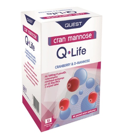 Quest Q-Life Cran Mannose Συμπλήρωμα Διατροφής Για Το Ουροποιητικό Σύστημα 15 Φακελάκια