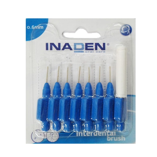 Inaden Interdental Brushes Μεσοδόντια Βουρτσάκια Μπλε 0.6mm 8 τεμάχια