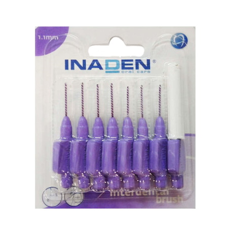 Inaden Interdental Brushes Μεσοδόντια Βουρτσάκια Μωβ 1,1mm 8 τεμάχια