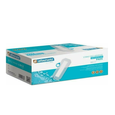 Karabinis Medical Aδιάβροχα και Αποστειρωμένα Αυτοκόλλητα Επιθέματα Alfashield 20x9cm 50 τεμάχια