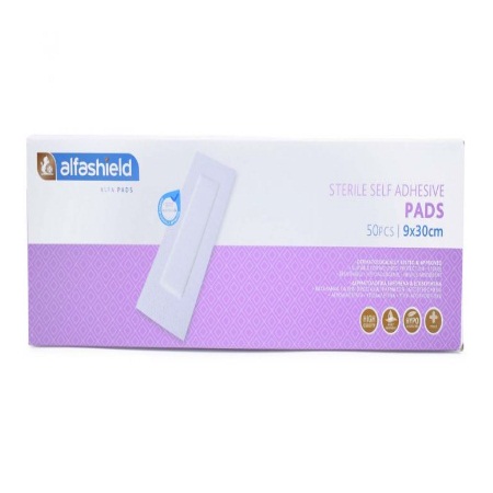 Alfashield Self Adhesive Pad Αποστειρωμένα Αυτοκόλλητα Επιθέματα 9cm x 30cm 50 Τεμάχια