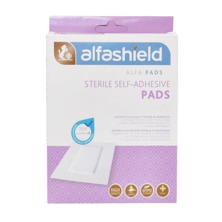 Alfashield Self Adhesive Pad Αποστειρωμένα Αυτοκόλλητα Επιθέματα 10cm x 10cm 5 Τεμάχια